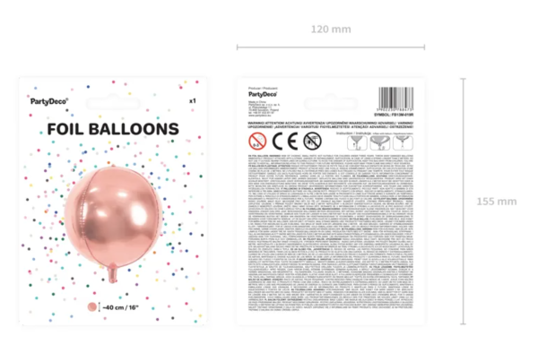 XL Folienballon Orbz - Roségoldene Kugel - ø 40cm